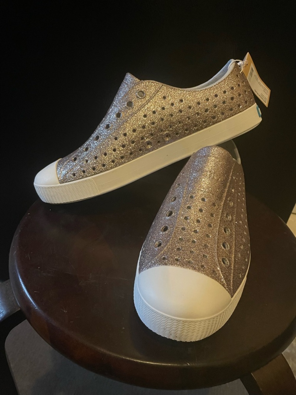 Native Shoes Metallic Rose Gold Glitter Slip-On Sneakers